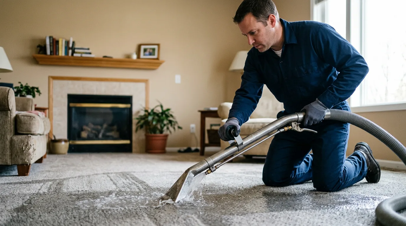 Water damage restoration technician working near Fountaintown, IN